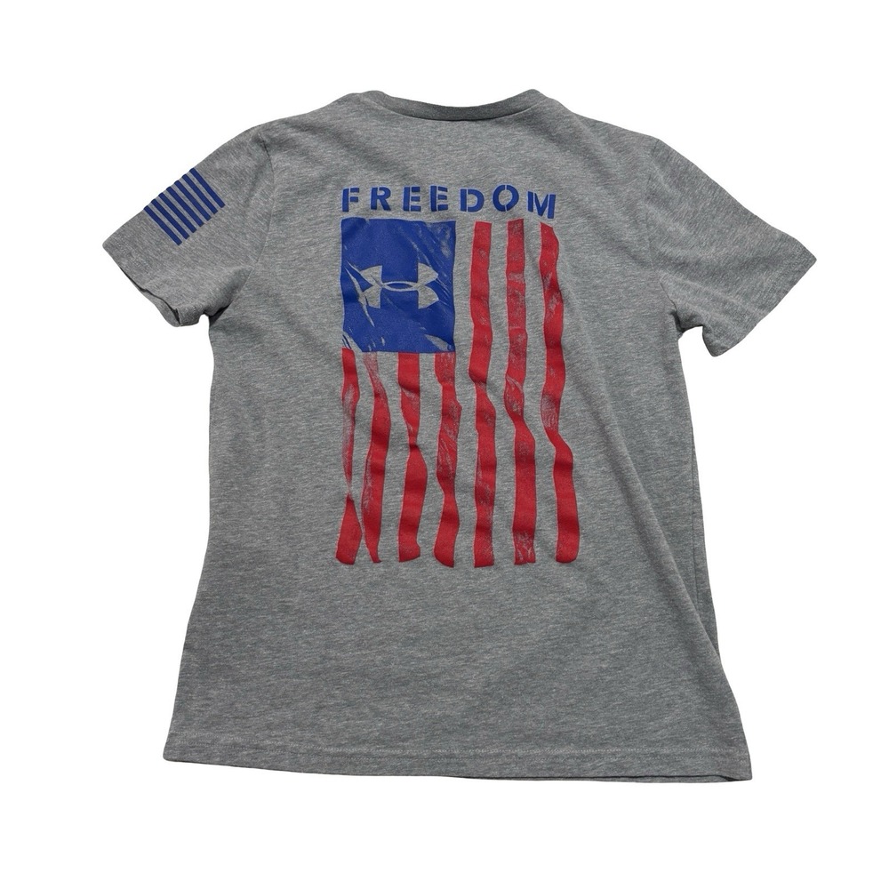 Under Armour Youth Boys USA Flag T Shirt Gray Size YM 16 x 22